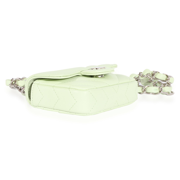 Chanel Light Green Chevron Quilted Flap Belt Bag - Picture 2 of 7